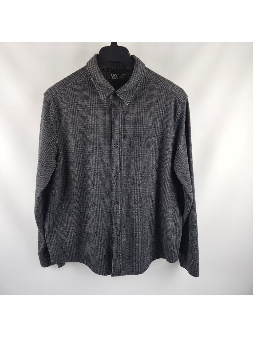 VRST Shirt Mens XL Charcoal Gray Black Houndstooth L/S Button Up